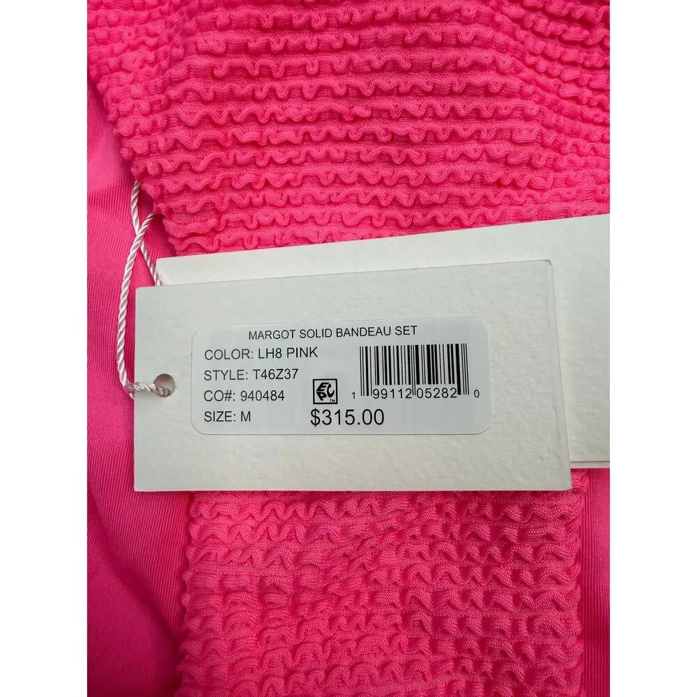 Milly‎ Margot Solid Bandeau Bikini Set Size M Pink NWT REVOLVE Resortwear